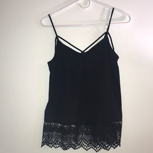 Express Cross Cross Black Lace Tank